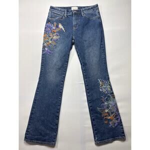 Driftwood Women's Kelly Floral Embroidered Bootcut Blue Jeans - 26x29 (28x29)